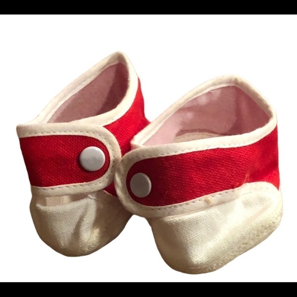 VTG Cabbage Patch Red/White Side Snap Soft Doll Shoe OS Soft - Picture 1 of 2